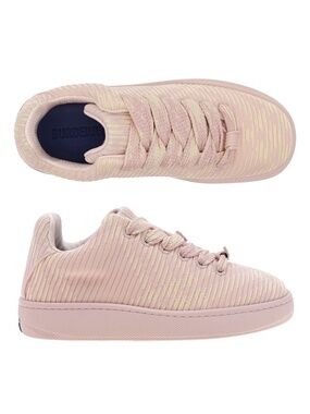 Burberry Woman Knit Box Sneakers Ip Check Pink Size 40 New